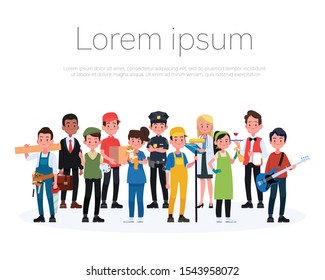 People Group Different Occupation Profession Set, International Labor Day Flat Vector Illustration