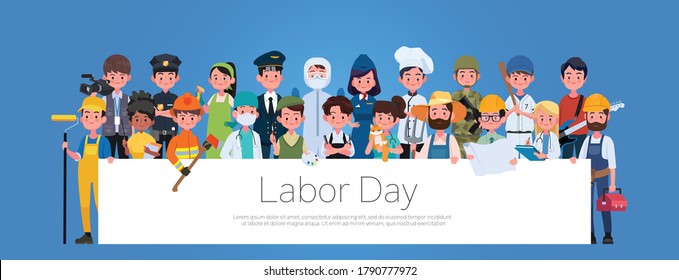 People Group Different Occupation Profession Set, International Labor Day Flat Vector Illustration