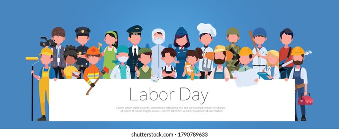 People Group Different Occupation Profession Set, International Labor Day Flat Vector Illustration