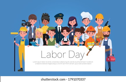 People Group Different Occupation Profession Set, International Labor Day Flat Vector Illustration