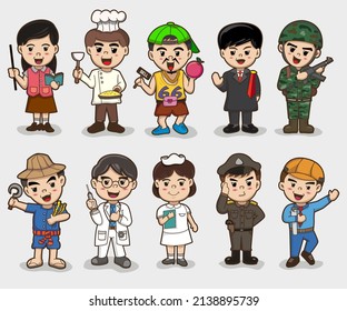 People Group Different Occupation Profession Set, Flat Vector Illustration