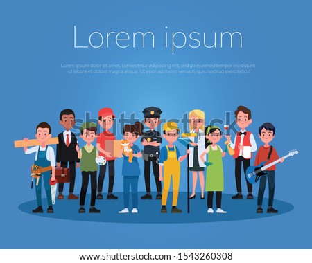 People Group Different Occupation Profession Set, International Labor Day Flat Vector Illustration
