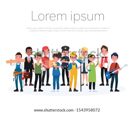 People Group Different Occupation Profession Set, International Labor Day Flat Vector Illustration