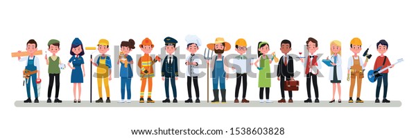 People Group Different\
Occupation Profession Set, International Labor Day Flat Vector\
Illustration