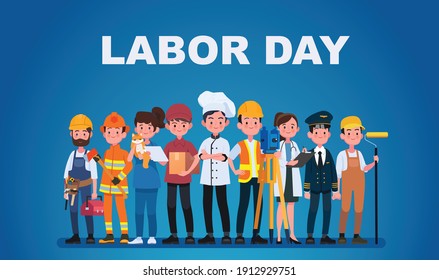 People Group Different Occupation Set, International Labour Day Flat Vektor Illustration