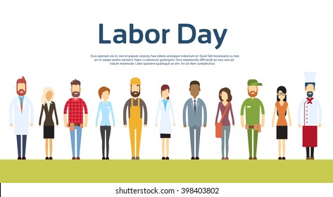 People Group Different Occupation Set, International 1 May Labor Day Flat Vector Illustration