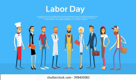 People Group Different Occupation Set, International Labor Day Flat Vector Illustration