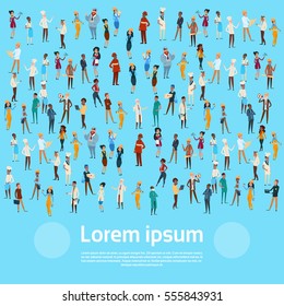 People Group Different Occupation Set, Employees Mix Race Workers Banner Flat Vector Illustration