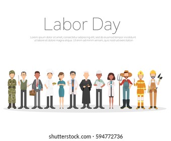 People Group Different Occupation Set, International Labor Day Flat Vector Illustration