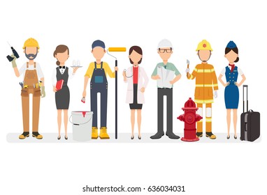 People Group Different Occupation Set, International Labor Day Flat Vector Illustration.