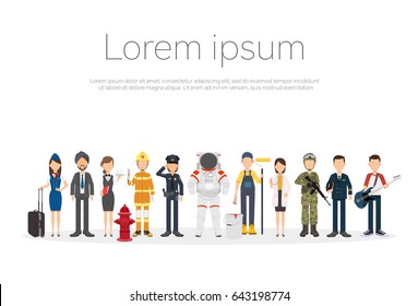 People Group Different Occupation Set, International Labor Day Flat Vector Illustration