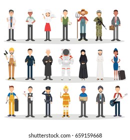 People Group Different Occupation Set, International Labor Day Flat Vector Illustration