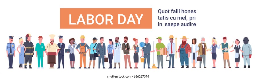 People Group Different Occupation Set, International Labor Day Flat Vector Illustration