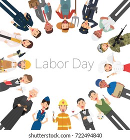 People Group Different Occupation Set, International Labor Day Flat Vector Illustration