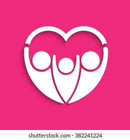 People Group Family Heart Shaped. Logo Design Graphic