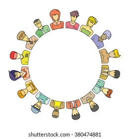 people group form circle shape and center blank for some texts, people community, profession concept
