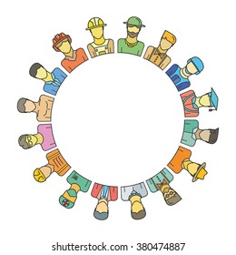 people group form circle shape and center blank for some texts, people community, profession concept