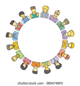 people group form circle shape and center blank for some texts, people community, profession concept