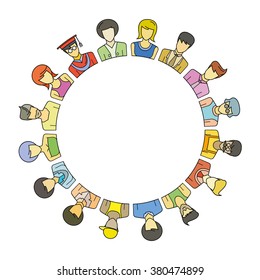 people group form circle shape and center blank for some texts, people community, profession concept