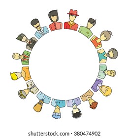 people group form circle shape and center blank for some texts, people community, profession concept