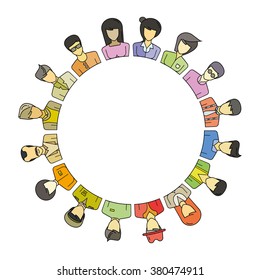 people group form circle shape and center blank for some texts, people community, profession concept