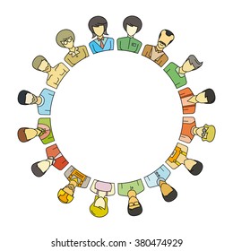 people group form circle shape and center blank for some texts, people community, profession concept