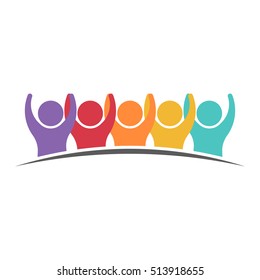  People Group Getting Along. Vector Graphic Design Illustration