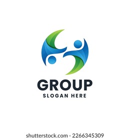 People Group Gradient Logo Vector Icon Illustration