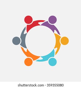 People group graphic in circle. Vector design