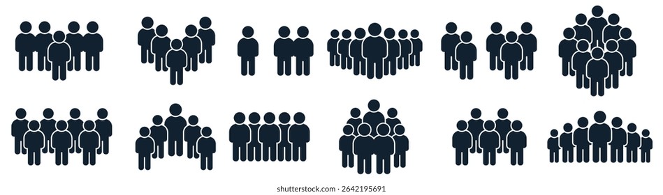 people group icon business person team management socializing persons silhouette icons set