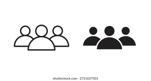 Personengruppen-Symbol in ausgefüllter, dünner Linie, Strichstil für Website und Apps