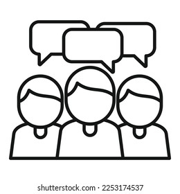 Gruppe Menschen Symbol Umrissvektor. Sozialtreffen. Mediengruppe