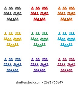 Conjunto de iconos de grupo de Personas aislados sobre fondo blanco. Establecer iconos de colores