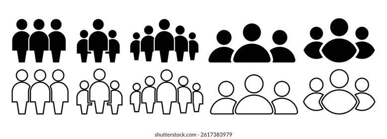 People group icon set. Profile, people silhouette, person, avatar, sign up button vector. Persons symbol infographics website design, logo, app, UI isolated. Grouping People avatar ilustration icons.