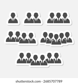 People group icon set sticker isolated on gray background