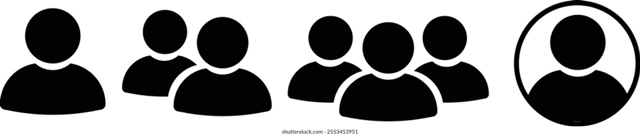 People group icon set. Team of worker. User profile symbol. Group of people or group of users collection. Persons symbol. Mans or male - stock vector