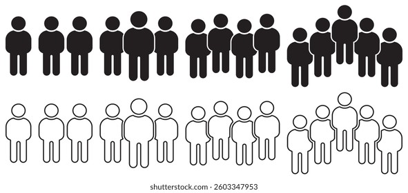 People group icon set. Team people. User profile symbol. Group of people or group of users collection, vector illustrasion.