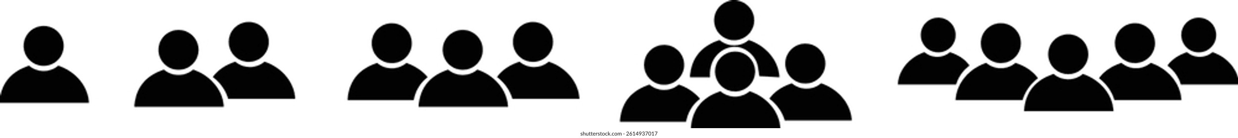 People group icon set. Team user profile symbol. Group sign vector collection isolated on transparent background. Partnership avatar teamwork persons element for social media, web and app.
