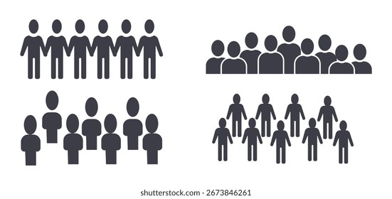 Conjunto de iconos de grupo de Personas. Gente de Equipo. Símbolo de recolección en diseño negro. Grupo de personas icono de Ilustración vectorial. Personas símbolo - Vector de stock. eps 10