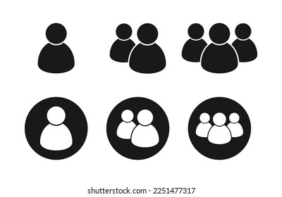 People group icon set, User profile symbol, Persons symbol button for business and app design