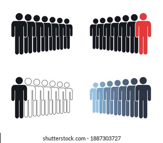 people group icon set, working group team with leader, teambuilding signs