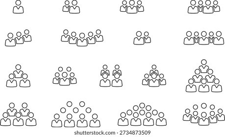 Icono de grupo de Personas. Equipo de obrero. Símbolo de perfil de usuario. Grupo de personas o grupo de usuarios. Símbolo de personas. Vector.