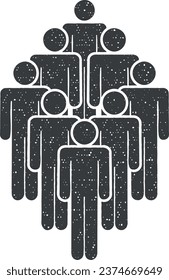 people, group icon vector illustration in stamp style