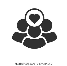 Vector de icono de grupo de personas, símbolo de equipo de empleados simple conjunto gráfico de línea de relleno blanco negro contorno de trazo, forma de silueta de personas de la multitud, usuarios o clientes pictograma social imagen clipart