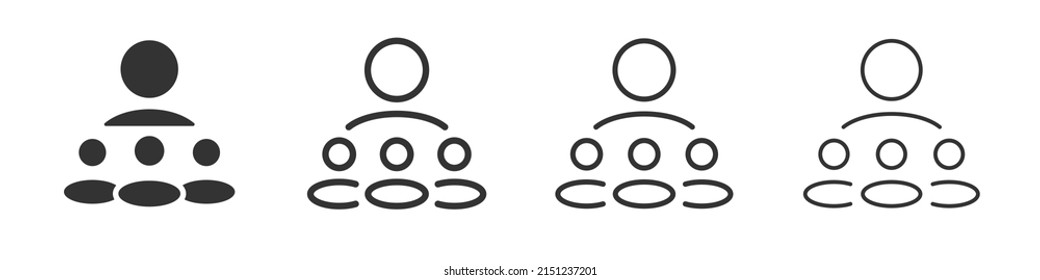 Colección de iconos de grupo de personas en dos estilos diferentes y trazo diferente. Ilustración del vector EPS10