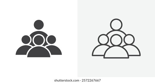 People group icons. flat and line style set