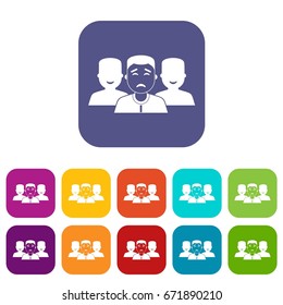 People group icons set vector illustration in flat style In colors red, blue, green and other