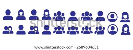 people group icons. small, medium and large group symbol set. transparent png and vector illustration.