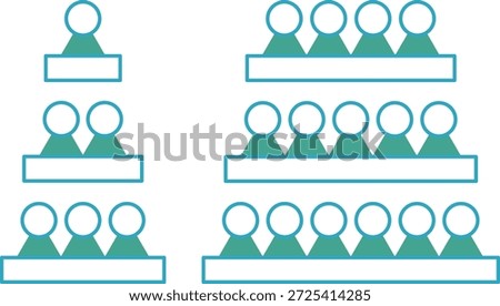A people group infographic designed to visualize team size, headcount changes, and group scale. Ideal for explaining workforce growth or reduction, organizational structure, and comparisons in business presentations, reports, slides, seminars, and meetings.