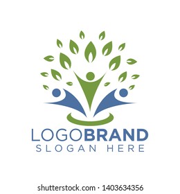 People Group and leaf logo vector